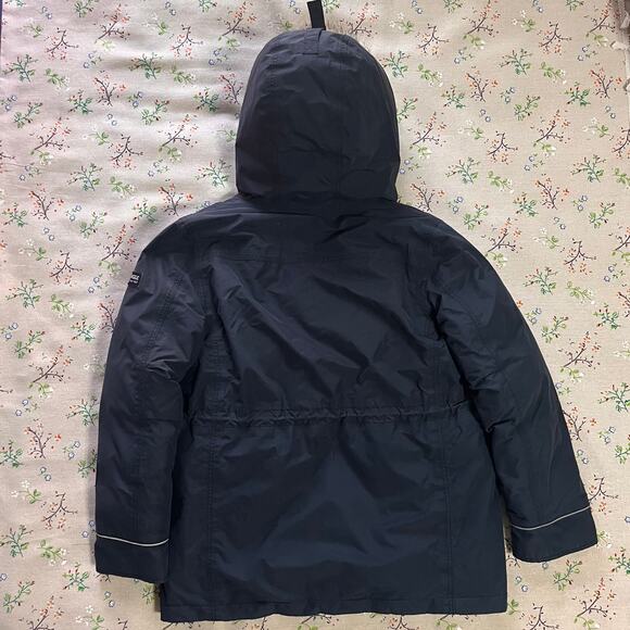 Aigle Goose Down Parka Winter Coat Faux Fur Hood Kids L 12-14 Blue Puffer Jacket - Picture 2 of 8